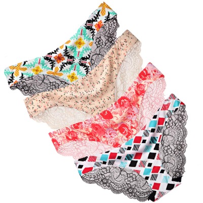 Anna  Eric Women's Silky Invisible Sexy Floral Stretch Hipster Panties Lace Cheeky Panties 4 Pack
