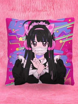 ROMWE X ChanRan Girl Print Cushion Cover Without Filler