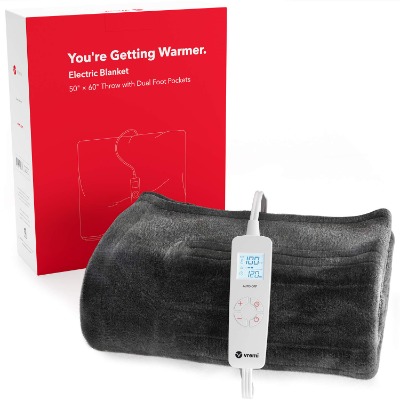 Vremi Electric Blanket with Dedicated Foot Warming Pockets - 50” x 60”