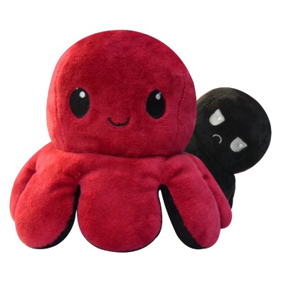 Octopus Plush Double-Sided Reversible Octopus Plushie, Soft and Cute toy Cotton Filling Stuff Octopus is Perfect to Express Happy and Sad Mood Best Gift for Girls Boys,Friends,Family (VineRed)
