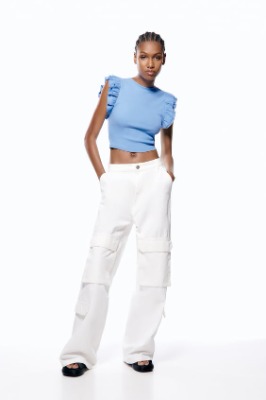 SLEEVELESS TOP WITH RUFFLES