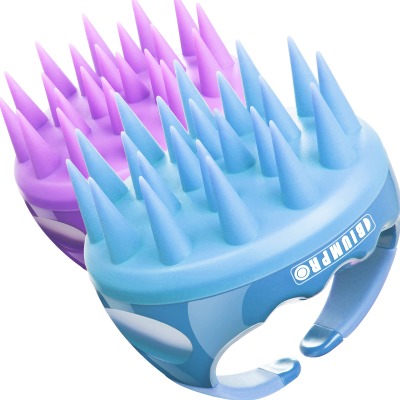 Shampoo Massager Brush Scalp Exfoliator for Dandruff Removal, Waterproof Shower Scalp Scrubber Tool for Hair Growth, Ultra-long Silicone Bristles, Easily Reach the Root of Thick Curly Hair - 2 Pack