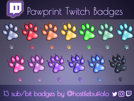 Pawprint Twitch Badges  Sub or Bit Badges | Etsy Australia
