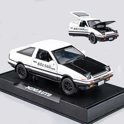 Mzexoma 1:32 Initial D Toyota Trueno AE86 Alloy Diecast Car Model, Sports Car Toys for Kids and Adults ,Pull Back Vehicles Toy Cars (Black-Type A)