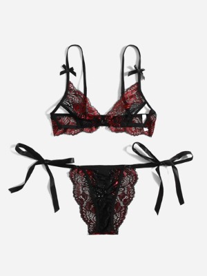 Lace Cut-out Tie Side Lingerie Set