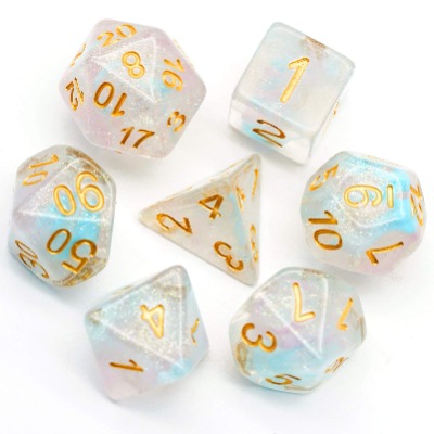 UDIXI Dice Set DND Polyhedral Dice Iridecent Swirls Dice for Role Playing Game Dungeons and Dragons DDg(Pink Cyan)