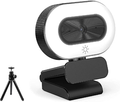 Webcam with Microphone, 1080P HD Webcam with Auto Light Correction for Desktop/Laptop, Streaming Computer USB Web Camera for Video Conferencing, Teaching, Streaming, and Gaming