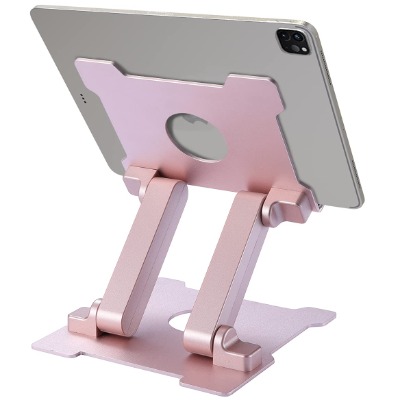 KABCON Tablet Stand,【Updated Version】 Adjustable Eye-Level Aluminum Solid Desktop Stand Holder,Compatible with iPad Series,Microsoft Surface Series,Samsung,Kindle Fire,Etc.Up to 13.5'' Tablets-Pink
