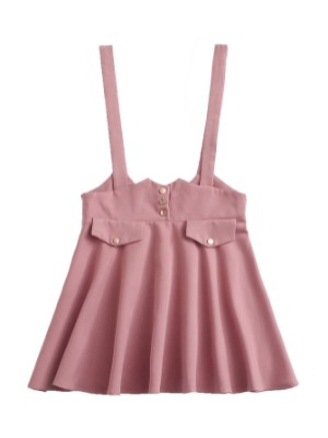 MakeMeChic Women's Casual Straps High Waist Suspender Skirt Pinafore Overall Dress