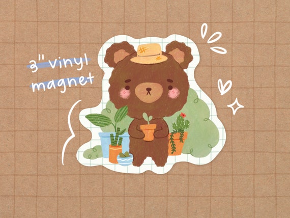 Bear Garden Vinyl Magnet  Kawaii Magnet  Cute Bear Magnet  | Etsy Canada