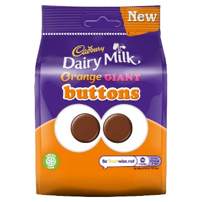 Cadbury Dairy Milk Orange Giant Buttons Chocolate Bag, 95g