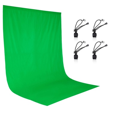 EMART 6 x 9 ft Photography Backdrop Background, Green Chromakey Muslin Background Screen for Photo Video Studio, 4 x Backdrop Clip