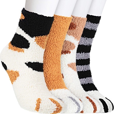 Cat Claw Socks Cat Sleep Fluffy Socks Cat Cozy Slipper Socks Winter Warm Socks for Women