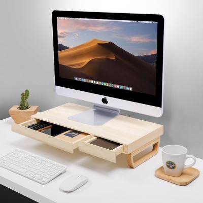 Unique Wooden Monitor Stand With Drawers  Support for Imac  | Etsy