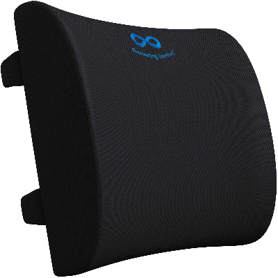 Everlasting Comfort Lumbar Support Pillow for Office Desk Chair - Memory Foam Back Cushion (Black)