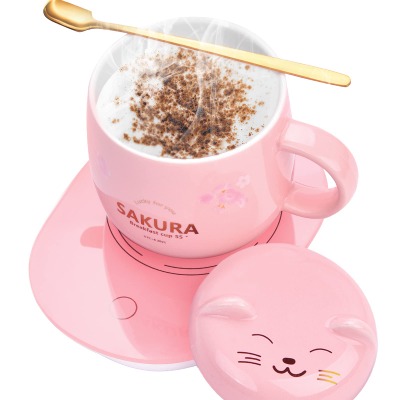 Coffee Mug Warmer Set, Coffee Warmer for Desk Cup Warmer Auto On/Off Gravity-induction Mug Office Desk Use,Warmer Coffee Warmer Plate Pink