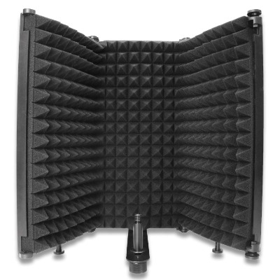 YOUSHARES Mic Isolation Shield - Foldable Portable Studio Acoustic Shield with Absorbing Foam for Microphone, Mic Reflection Filter for Home Voice Studio to Filter Vocal (3 Panels)