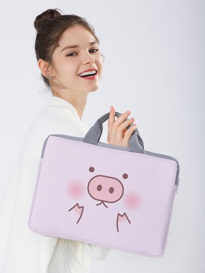 14 Inch Cartoon Pig Pattern Laptop Bag