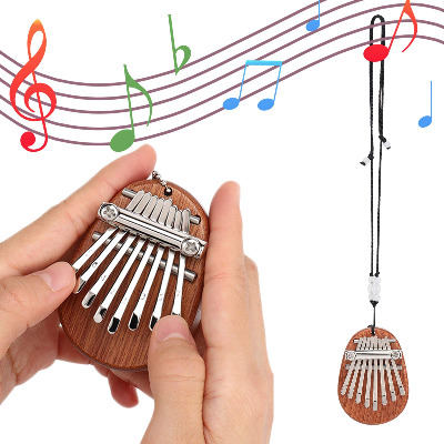 Emoin Mini Kalimba Thumb Piano, Solid Wood 8 Keys Finger Piano, Portable Marimba Musical Thumb Piano with Lanyard, Valentines Gift for Kids Adults Beginners