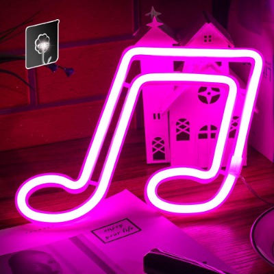 Musical Note Neon Sign-LED Neon Lights Wall Decoration (Pink)