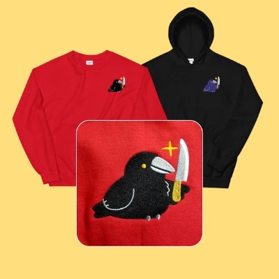 Stabby Crow Embroidered Sweatshirt / Hoodie | Etsy