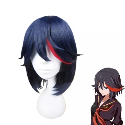 Matoi Ryuko Cosplay Wig For Women Short Blue With Red Anime Kill La Kill Heat Resistant Hair + Wig Cap Halloween Carnival Props - Cosplay Costumes - AliExpress