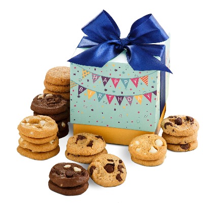 Mrs. Fields Cookies Birthday Bulletin Nibblers BiteSized Gift Box, Chocolate Chip, 24 Count