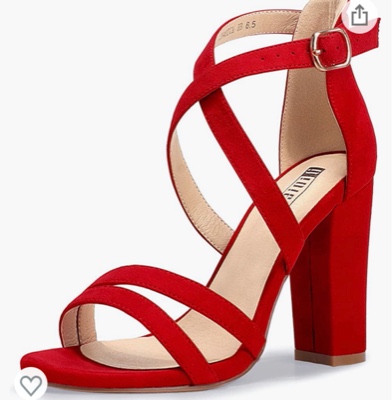 Amazon.com | IDIFU Women's Chunky Heel Sandal Strappy Open Toe Ankle Strap Dress Shoes for Women Bridesmaid Ladies in Wedding Evening Homecoming Prom (Red Suede, 8 M US) | Heeled Sandals