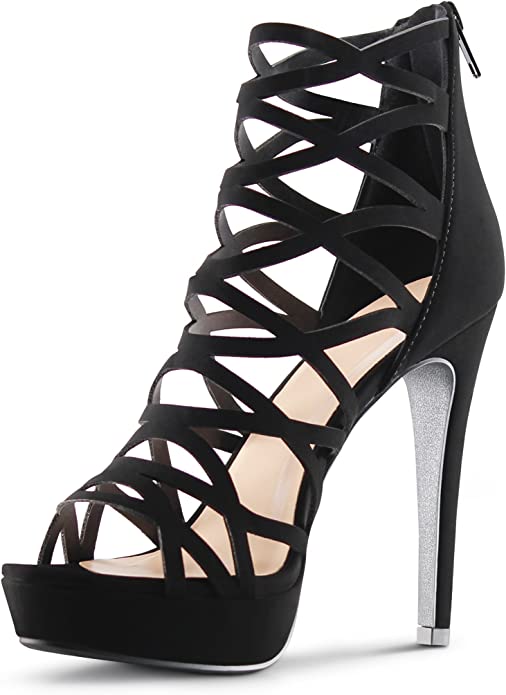 Amazon.com | Alexandra Womens Open Toe High Heels Platform Shoes Stiletto Dress Sandals - (Black) - 6 | Heeled Sandals