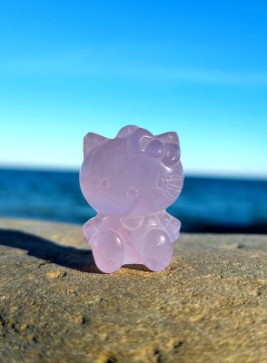 Rose Quartz Handcarved Hello Kitty Crystal large FREE | Etsy Canada