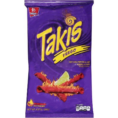 Takis Fuego Hot Chili Pepper  Lime Tortilla Chips, 9.9-Ounce Bag (1 Pack)