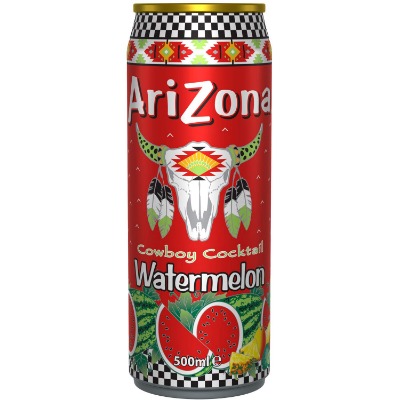 AriZona - Cowboy Cocktail Pastèque Watermelon - Cocktail de Fruits 100% Plaisir - 6 Canettes de 500 ml