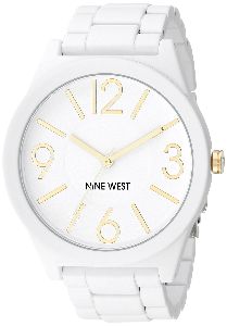 Nine West Women's NW/1678WTWT Analog Display Japanese Quartz White Watch, White/Gold