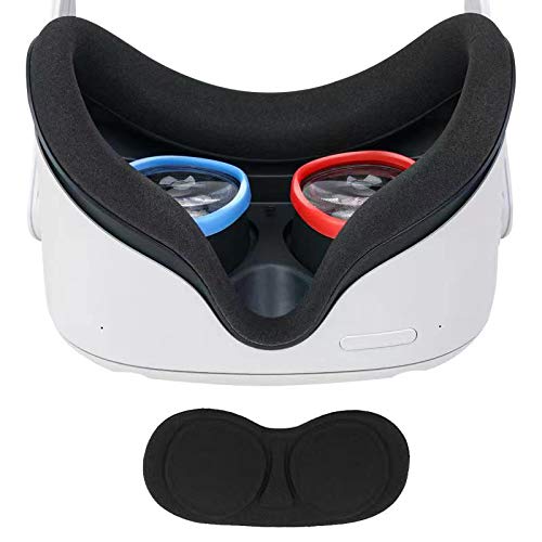 VR Headset Lens Anti-Scratch Protector, 1 Pair Lens Protect Rings Coupled with 1pc VR Lens Protect Cover, Accessories for Oculus Quest 2/Quest/Rift S/Go to Prevent Lens from Glasses Scratches and Dust