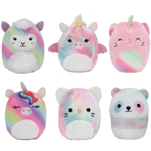 Squishville by Squishmallow Mini Plush Rainbow Dream Squad, Six 2” Soft Mini-Squishmallow Rainbow Animals, Irresistibly Soft Colorful Plush, Mini Cat, Llama, and Panda Squishmallows - Rainbow Animals