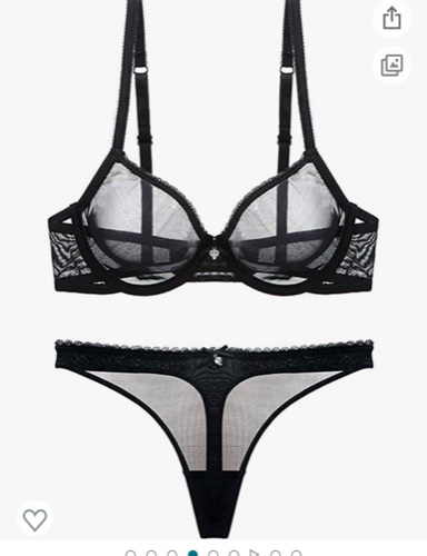 Amazon.com: Women See Through Mesh Bra and Thong Set Transparent Sexy Underwear: Clothing, Shoes & Jewelry