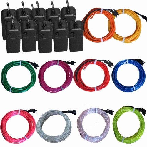 10 Pack -TDLTEK El Wire Neon Lights for Halloween, Burning Man, Party, Decoration - 