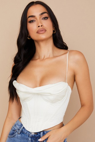 BEA IVORY SATIN DRAPED CORSET