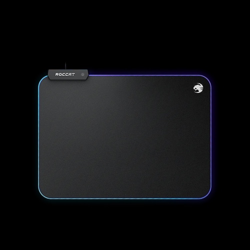 ROCCAT Sense Aimo RGB Illumination Gaming PC Mousepad, Non Slip Back, Computer Mouse Pad, Soft PC Gaming Desktop Mat with Stitched Edges, Owl Eye Sensors, Black, Medium : Office Products