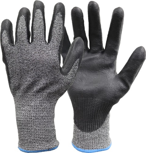 2 pairs of Hyper Tough HPPE ANSI A4 Anti Cut PU Coated Work Gloves, Men's Large Size