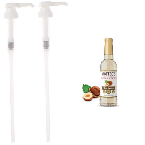 Coffee Syrup Pump, Works with All Major Brands, 750ML Formats (25.4OZ), Perfect Flavoured Coffee Every Time! (2-Pack) & Sugar Free Coffee Flavoring Syrup, Hazelnut, Delicious Coffee Syrup, 750 ml - 2 Count (Pack of 1) Syrup Pump + Syrup, Hazelnut