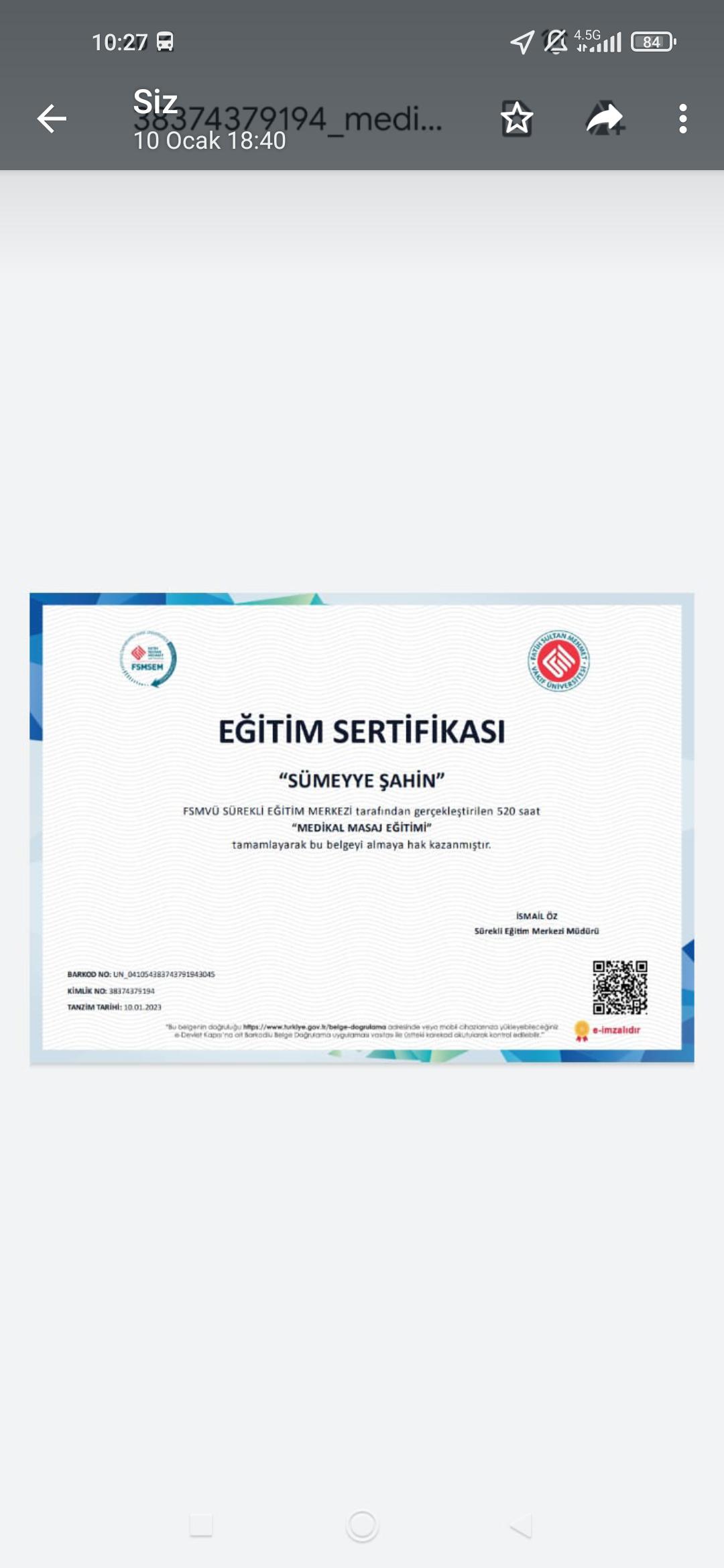 Sümeyye sertifikası