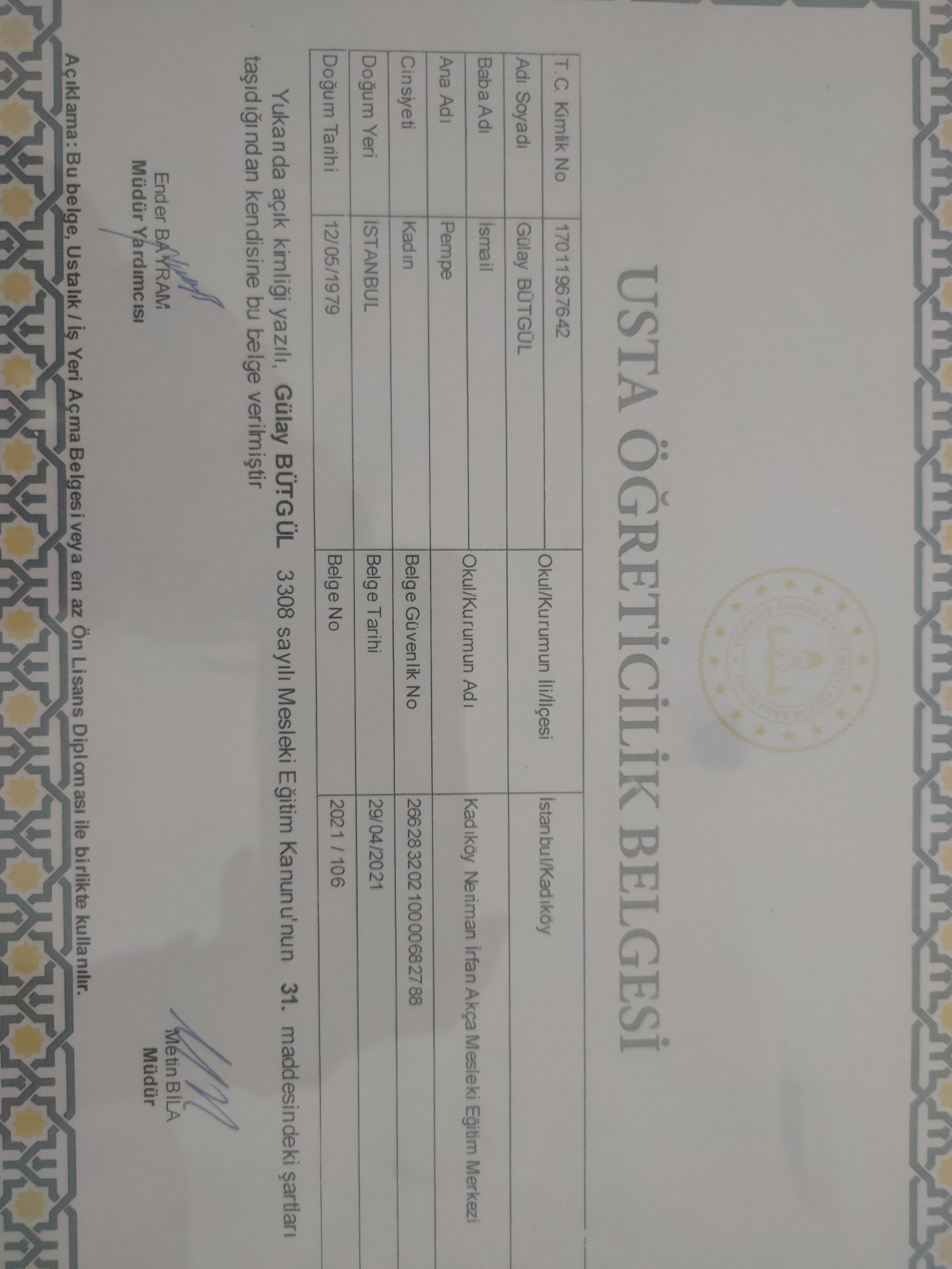 Gülay sertifikası