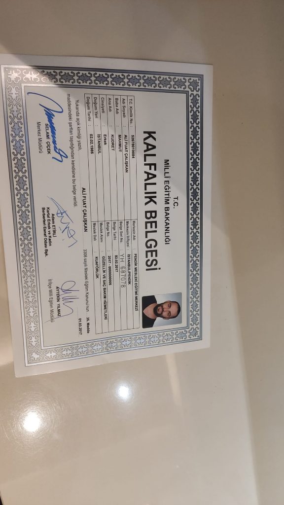 Ali fuat  sertifikası