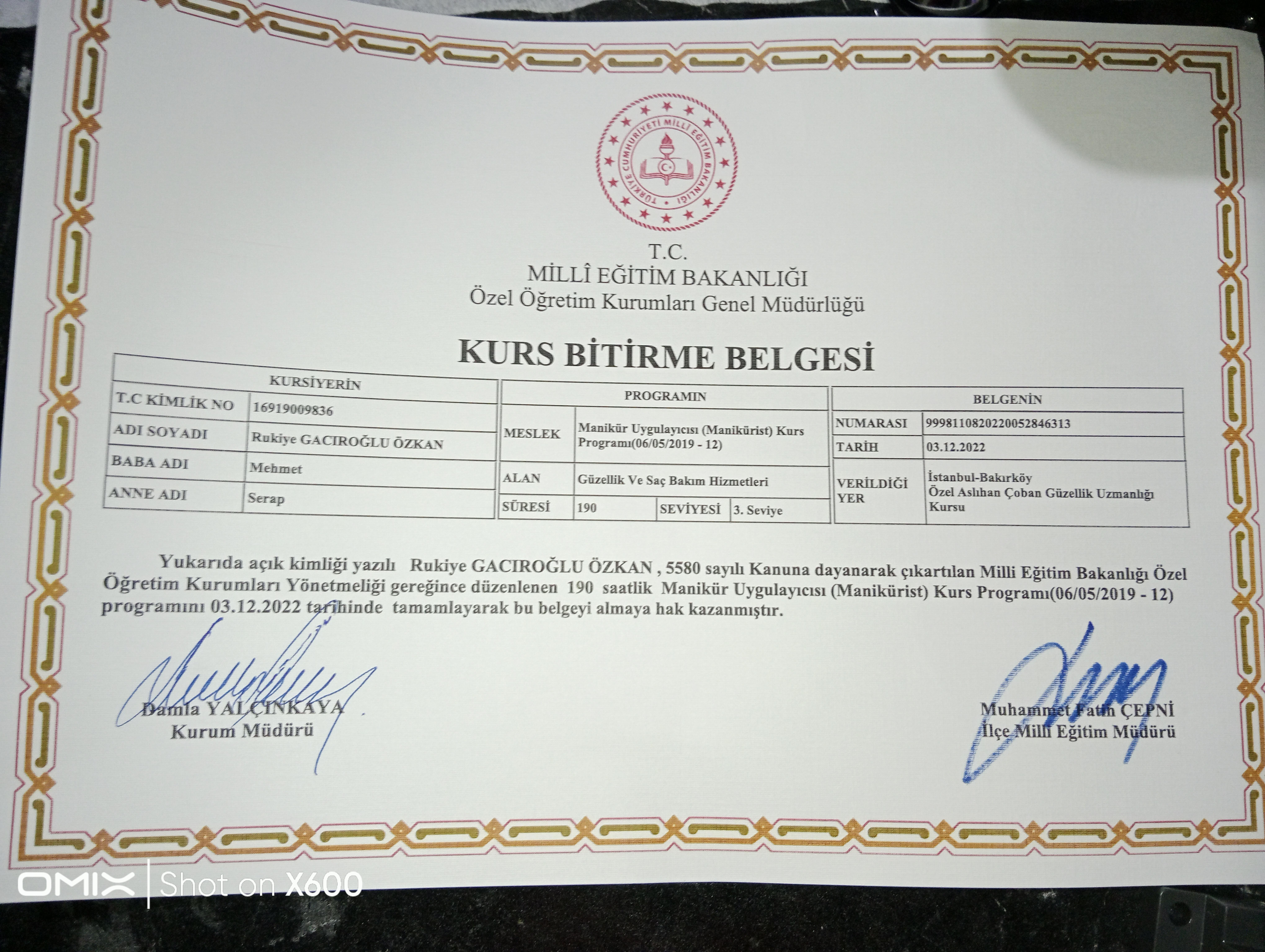 Rukiye sertifikası