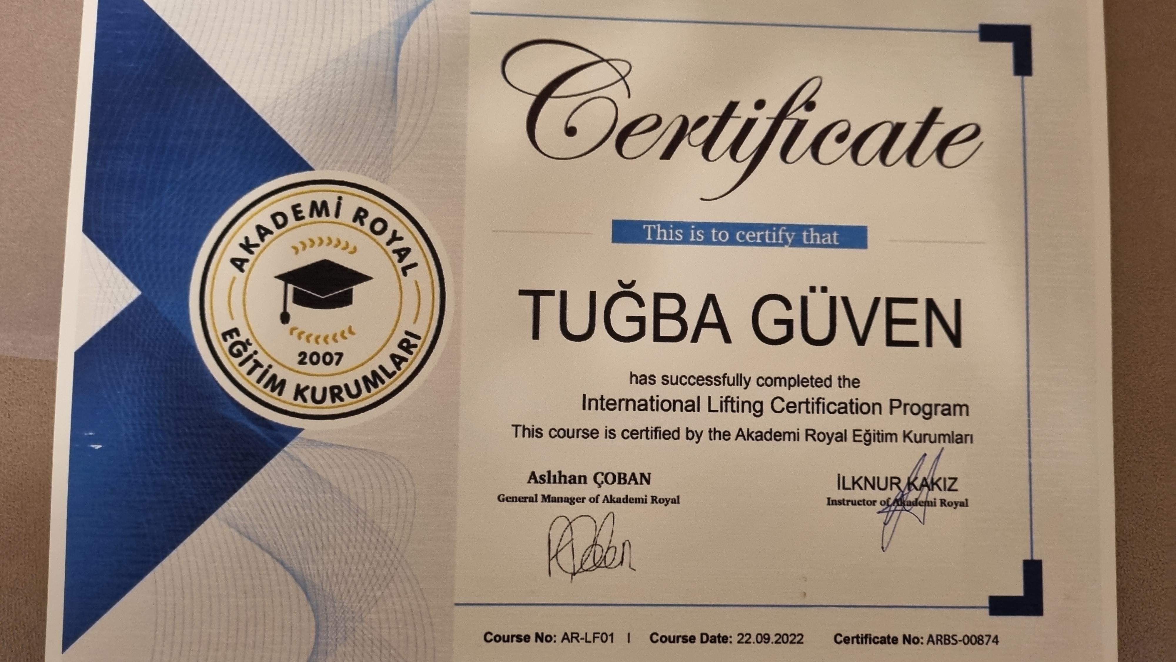 Tuğba sertifikası