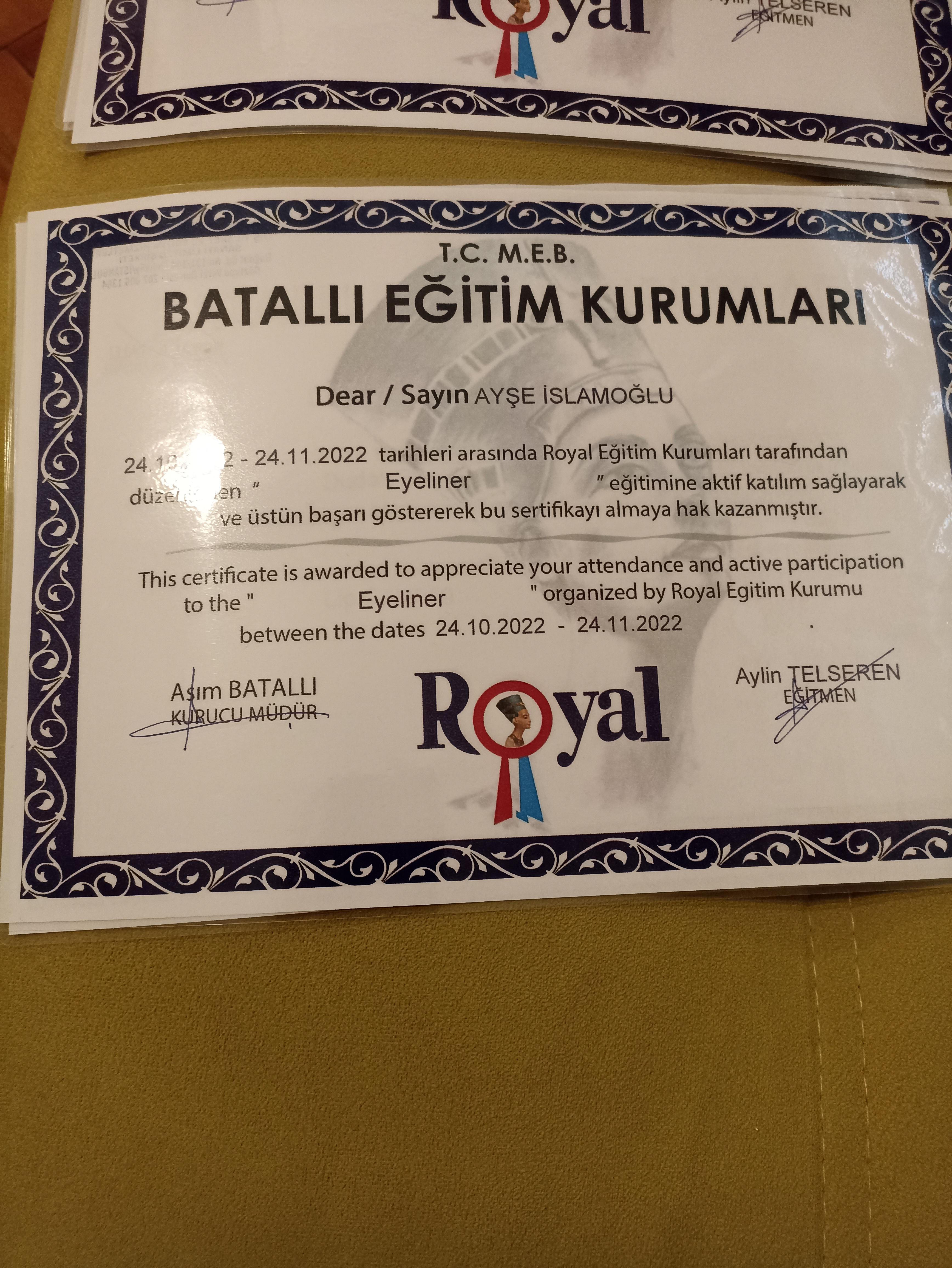 Ayşe  sertifikası