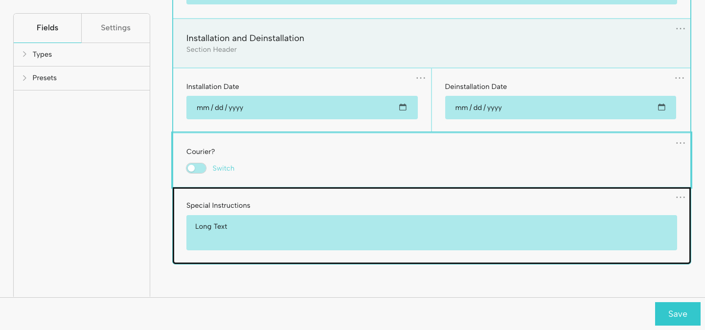 Install and Deinstall Fields