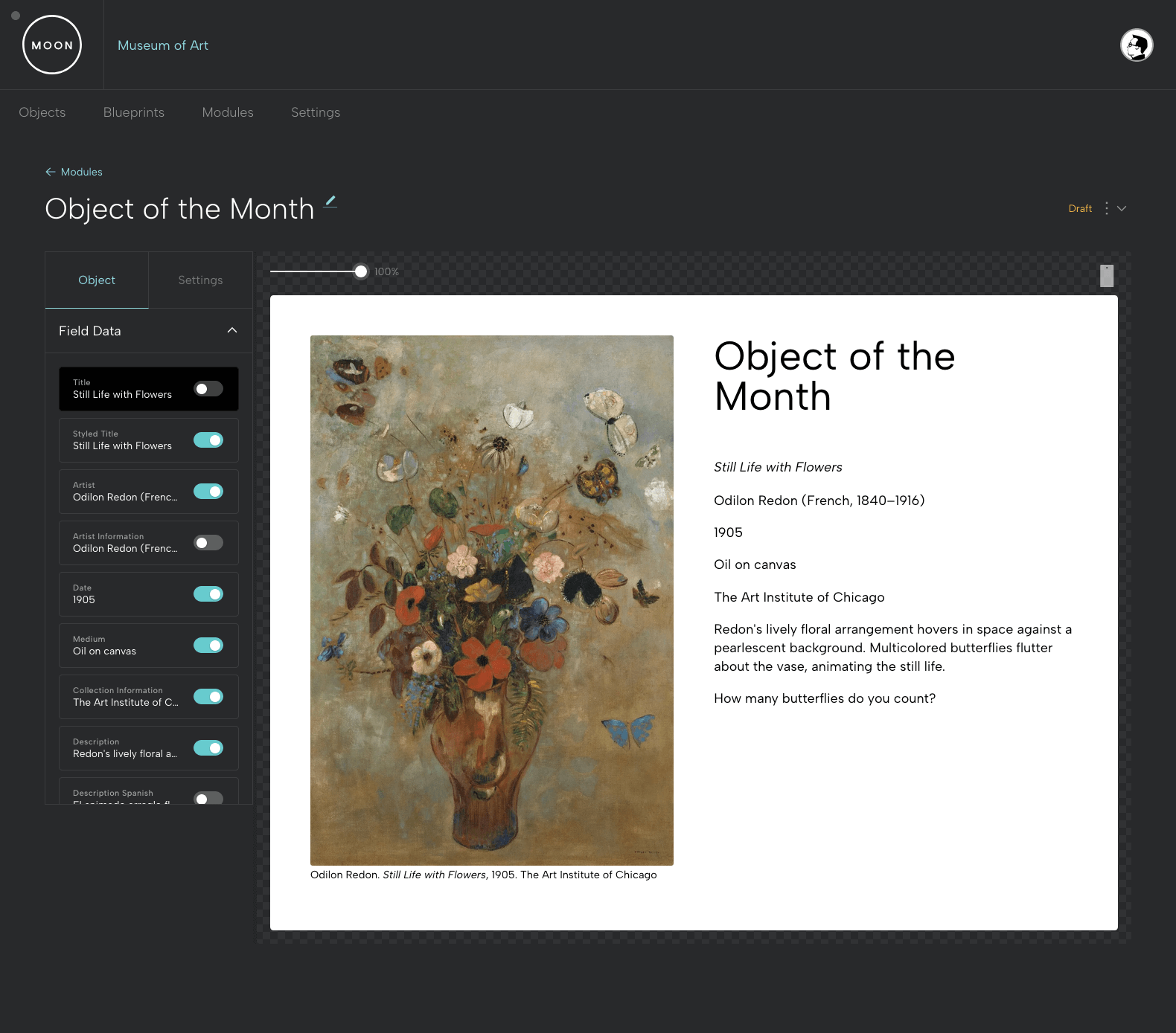 Select Featured Object Module content