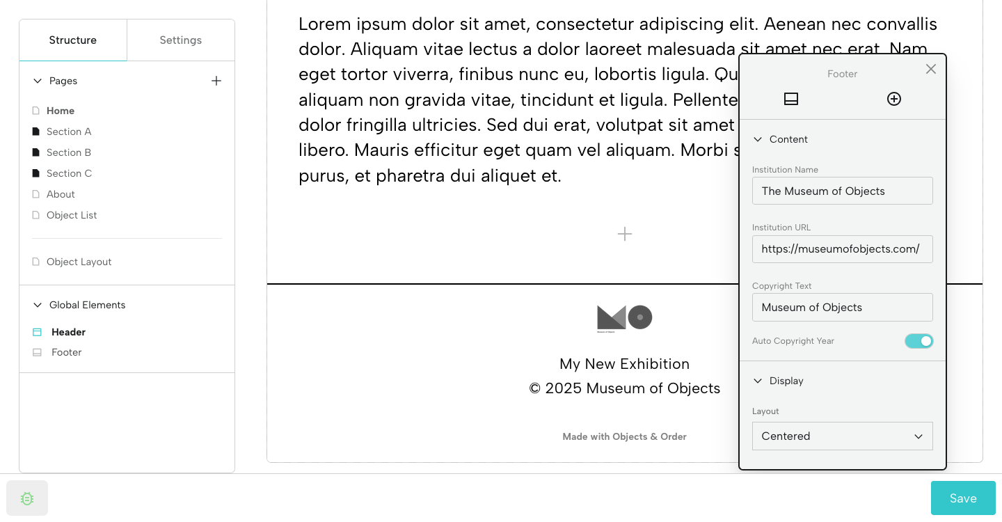 Update Footer Information